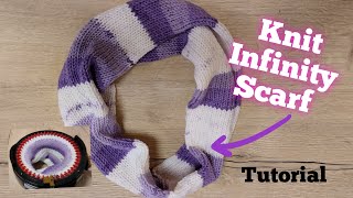 Easy Knit Infinity ScarfCowl  AddiSentro Knitting Machine Tutorial [upl. by Hallette820]