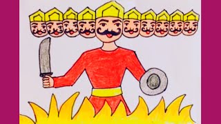 How to draw Ravan step by stepeasy Ravan drawingDussehra drawing [upl. by Glinys246]