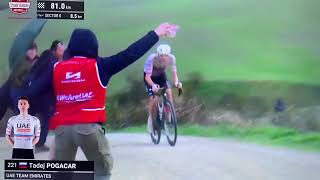 Strade Bianche 2024 Tadej Pogacar Victory after 81 KM solo Attack 😱💪🫡 [upl. by Ztnaj]