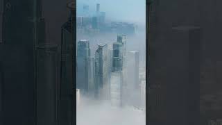 Skyscrapers in the fog skyscraper aerial dronevideo [upl. by Corwun]