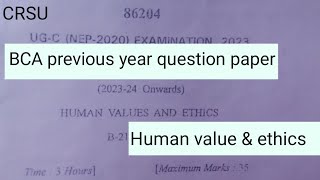 BCA 1year questions paper Human value amp ethics question paper [upl. by Ennalorac]