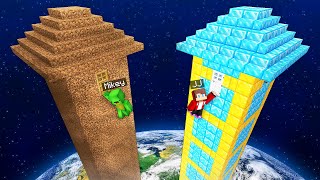 JJs RICH vs Mikeys POOR Tallest House Survive Battle in Minecraft  Maizen [upl. by Nat527]