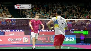 TOTAL BWF World Championships 2017  Badminton F M3MS  Lin Dan vs Viktor Axelsen [upl. by Noelyn400]