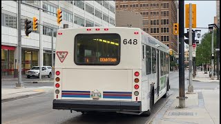 Winnipeg Transit 1995 New Flyer D40LF 648 on the 42 Plessis Express to Downtown [upl. by Zenger510]