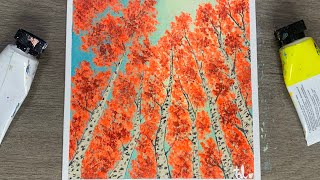 Autumn Birch Tree Painting for Beginners  Acrylic Painting for Beginners [upl. by Karyl904]