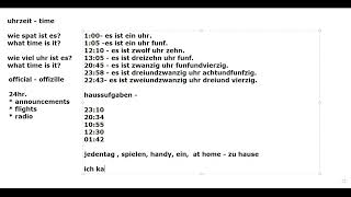 Uhrzeiten Timings  complete video  German Timings  Deutsch Uhrzeit offizielle  inoffizielle [upl. by Aidualc]