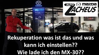 Mazda MX30 Rekuperation und Laden an einer öffentlichen Säule mit Ladekarte von EON [upl. by Hercule772]