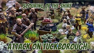 MESBG Narrative Battle Report  Scouring of the Shire  Attack on Tuckborough [upl. by Leelah]