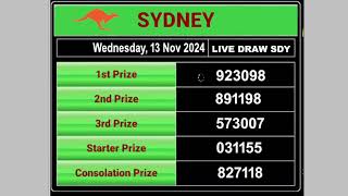 Sydney Live draw result 13112024  Live Draw SDY [upl. by Leksehcey]