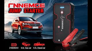 FNNEMGE Car Jump Starter 4000A Peak 21800mAh 12V Super Safe Jump StarterUp to 80L Gas or 65L Diesel [upl. by Eerazed887]