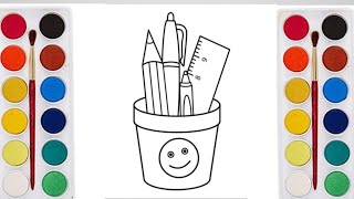 pen holder✏️🖋️🖊️ drawing easy  pencil holder drawing easyhow to draw pen pencil holder 😍🤩 [upl. by Marieann536]