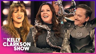 Kelly Clarkson Dons Fur Cape amp Crown For Melissa McCarthy amp Ben Falcone Interview [upl. by Atteuqahs]