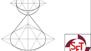 Isometric projection of a hemisphere and a cone placed coaxially [upl. by Torrell]