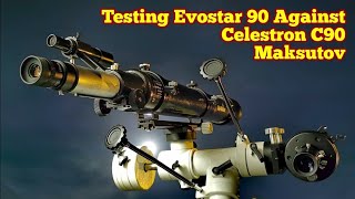 Comparing Celestron C90 Maksutov Against Skywatcher Evostar 90 Refractor Telescope [upl. by Eylk498]