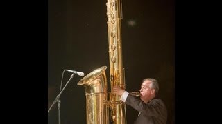 Attilio Berni plays the giant JElle Stainer subcontrabass saxophone [upl. by Nnaegroeg]