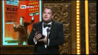 James Corden Cries As He Accepts Tony Award [upl. by Niattirb]