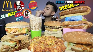 KFC DOMINOS McDONALDS BURGER KING BURGER SINGH SUBWAY PIZZA BURGER WRAP HOT DOG MUKBANG [upl. by Acirtal]