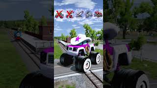 Big and Small Strange Cars VS Train Blaze amp the Monster Machines  BeamNGdrive [upl. by Sutit871]