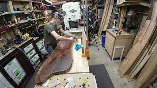 Finished George Nakashima inspired walnut slab coffee table [upl. by Stormi179]