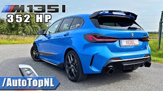 352HP BMW M135i F40 Akrapovic  REVIEW on AUTOBAHN NO SPEED LIMIT by AutoTopNL [upl. by Bernstein372]