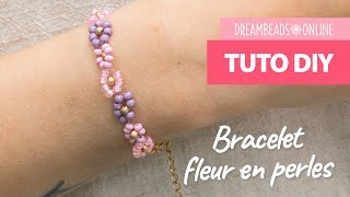 Bracelet fleur en perles  Fabriquez des bracelets DIY ★ Dreambeads Online [upl. by Anahgem]