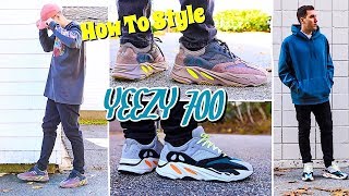 HOW TO STYLE  ADIDAS YEEZY 700  MAUVE amp WAVE RUNNER SNEAKER [upl. by Lilith]