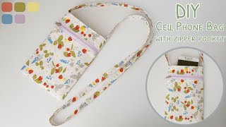 How to sew a cell phone bag with zipper pocket  diy cell phone purse bag  cell phone bag sewing [upl. by Ayo692]