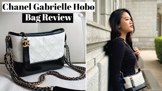 CHANEL GABRIELLE HOBO BAG 🤍  Bag review What fits amp Mod shots  Nicole Angelina [upl. by Enelehs]