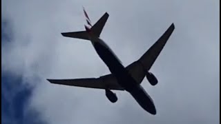 Heathrow Airport UK British Airways BA117 Boeing 777236ER Super take off over Myrtle Avenue [upl. by Nyvets941]