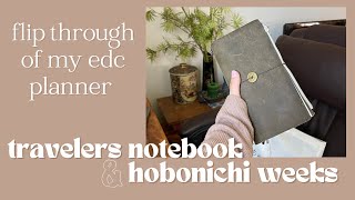 everyday carry planner  flip through of my standard travelers notebook and hobonichi weeks [upl. by Weiss]