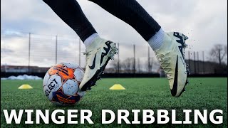 WINGER Dribbling Training  5 Winger Dribbling Drills For Footballers [upl. by Yarased]