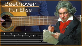 Fur Elise  Beethoven Simple Guitar Tab [upl. by Ahsitniuq]