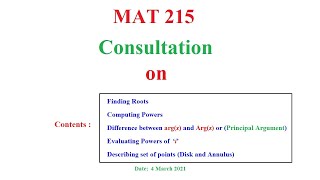 MAT 215  Complex Number  Part2   On 4 Mar 2021 [upl. by Lasiaf]