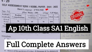 💯10th class English SA1 real question paper 2024 with answersap 10th Sa1 English answer key 2024 [upl. by Armahs]