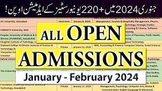 All Open Admissions in January 2024  220 GovtPrivate Universities Admissions Open [upl. by Malone]