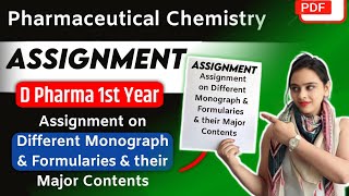 Assignment on Different Monograph amp Formularies amp their Major Contents  D pharma 1st Year [upl. by Eiser]