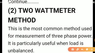 Elect Meas Lec 36 THREE PHASE POWER MEASUREMENT USING TWO WATTMETER METHOD [upl. by Marijn]