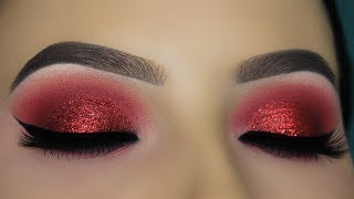 Red Glitter Smokey Eye Tutorial [upl. by Sucam]