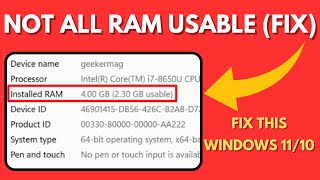 Fix All RAM Not Fully Usable in Windows 1110 Make All RAM Usable 2024 [upl. by Akirehs861]