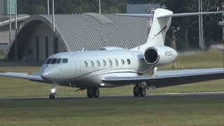 GULFSTREAM G650 N720LE LANDING AT FARNBOROUGHFABEGLF 1592024 [upl. by Salomi]