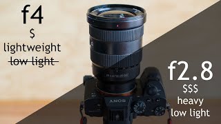 Sony 1635mm f4 vs f28 comparison [upl. by Simone9]