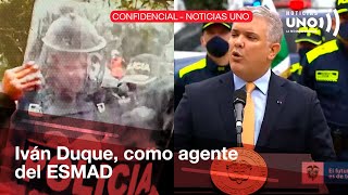 Noticias Uno encontró vídeo de Duque presidente disfrazado de ESMAD entrenando para atac4r marchas [upl. by Ruel]