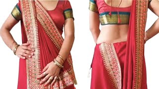 How to drape Wedding saree  red and golden blouse  Saree wear [upl. by Dav]