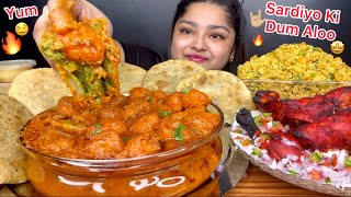 SARDIYO WALI SPICY DUM ALOO WITH KHASTA MATAR KI KACHORI AND EGG BHURJI FRIED RICE WITH DAHI CHICKEN [upl. by Alyahsat]