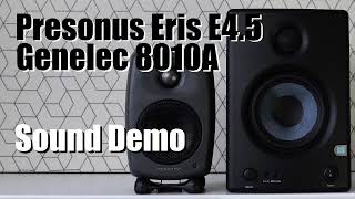 Genelec 8010A Genelec G One vs Presonus Eris E45  Sound Demo w Bass Test [upl. by Terrye579]