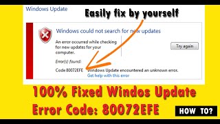 EASY FIXED How to fix windows 7 update error 80072efe  Error Code 80072EFE Error Solved [upl. by Tonie]