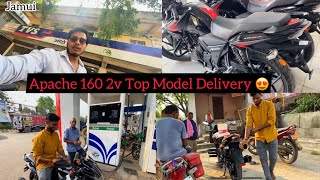 Apache 160 2V Twin Disc BT  Top Model bike Delivery TVS Showroom Jamui 😍 [upl. by Orion604]