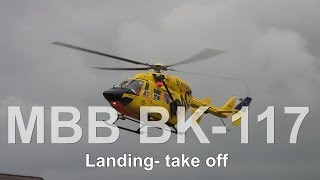 Auf Borkum  eine MBBBK 117 im Landeanflug auf Borkum und er fliegt einen Patient aus [upl. by Dylan]