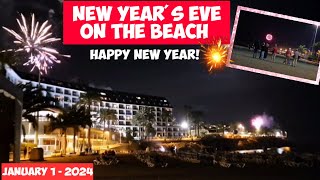 Gran Canaria🎉NEW YEARS EVE ON THE BEACH  FIREWORK  JANUARY 1  2024 [upl. by Magree]