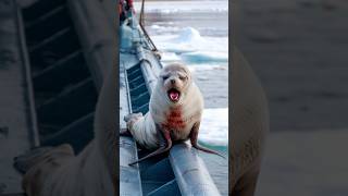 Male seal asked the sailor to help rescue the female seal and her cups who were injured in the net [upl. by Nino]